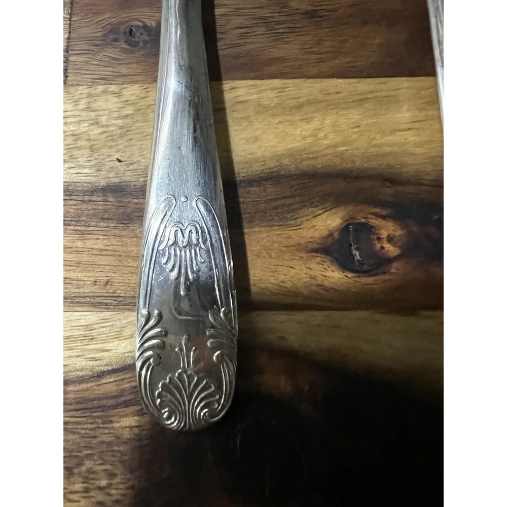 Vintage Italian Silver Plated Serving/Salad Fork And Spoon  Utensils 9 
